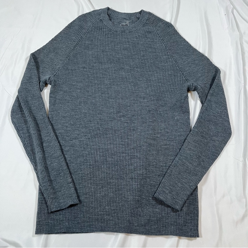 Raffi Men’s Size L Raglan Wool-Blend Crewneck Sweater Ribbed‎